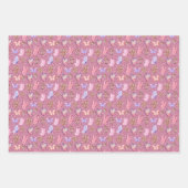 Schmetterlinge und Pilze auf violett rosa Geschenkpapier Set (Vorderseite)