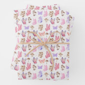 Schmetterlinge und Pilze auf Weiß Geschenkpapier Set (Beispiel)