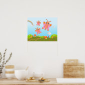 Schmetterlinge und Pilze Poster (Küche)