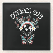 Schmetterlinge und Pilze Träumen Große positive In Glasuntersetzer (Vorderseite)