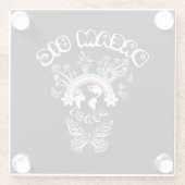 Schmetterlinge und Pilze Träumen Große positive In Glasuntersetzer (Rückseite)