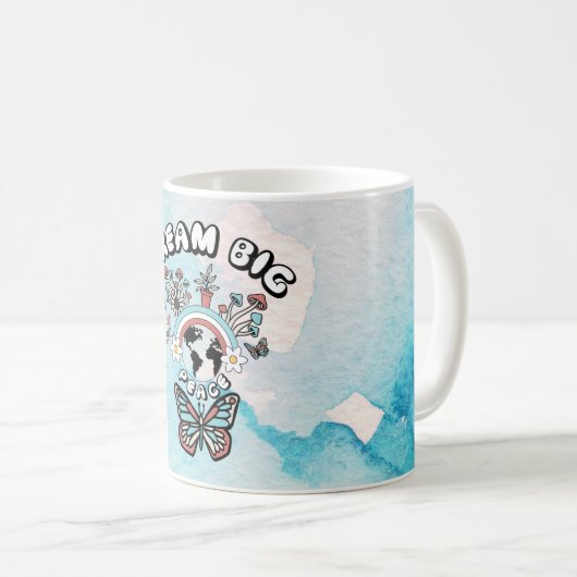 Schmetterlinge und Pilze Träumen Große positive In Kaffeetasse (VorderseiteRechts)