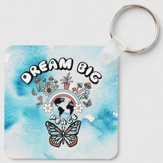 Schmetterlinge und Pilze Träumen Große positive In Schlüsselanhänger (Rückseite)