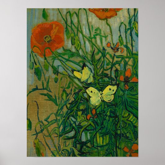 Schmetterlinge und Poppies, 1889 von Vincent van G Poster (Vorne)