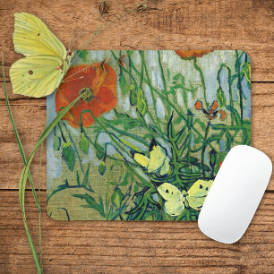 Schmetterlinge und Poppies Vincent van Gogh Mousepad