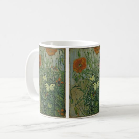 Schmetterlinge und Poppies von Vincent van Gogh Kaffeetasse (Vorderseite Links)