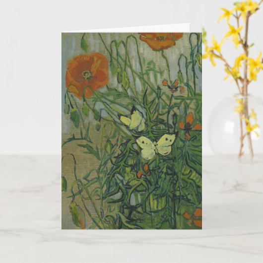 Schmetterlinge und Poppies von Vincent van Gogh Karte (Gelbe Blume)
