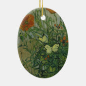 Schmetterlinge und Poppies von Vincent van Gogh Keramik Ornament (Hinten)