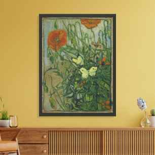 Schmetterlinge und Poppies von Vincent van Gogh Leinwanddruck