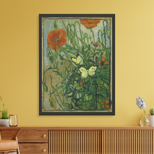 Schmetterlinge und Poppies von Vincent van Gogh Leinwanddruck (Insitu (Wohnzimmer))