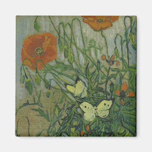 Schmetterlinge und Poppies von Vincent van Gogh Magnet