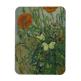 Schmetterlinge und Poppies von Vincent Van Gogh Magnet