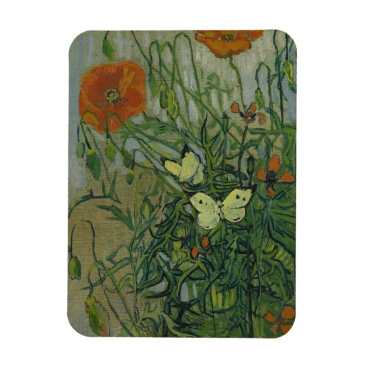 Schmetterlinge und Poppies von Vincent Van Gogh Magnet (Vertikal)