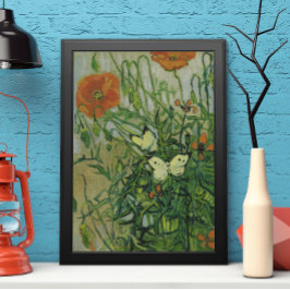 Schmetterlinge und Poppies von Vincent van Gogh Poster