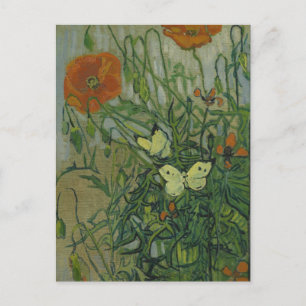 Schmetterlinge und Poppies von Vincent van Gogh Postkarte