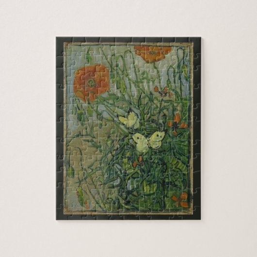 Schmetterlinge und Poppies von Vincent van Gogh Puzzle (Vertikal)