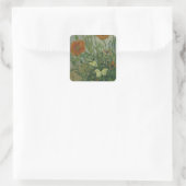 Schmetterlinge und Poppies von Vincent van Gogh Quadratischer Aufkleber (Tasche)