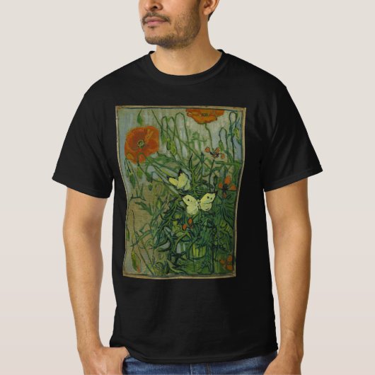 Schmetterlinge und Poppies von Vincent van Gogh T-Shirt (Vorderseite)