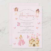 Schmetterlinge und Prinzessinnen 1. Geburtstag auf Einladung (Vorne/Hinten)