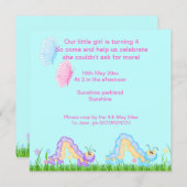 Schmetterlinge und Raupen Geburtstag lädt ein Einladung (Vorne/Hinten)