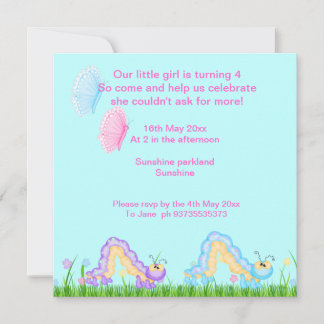 Schmetterlinge und Raupen Geburtstag lädt ein Einladung