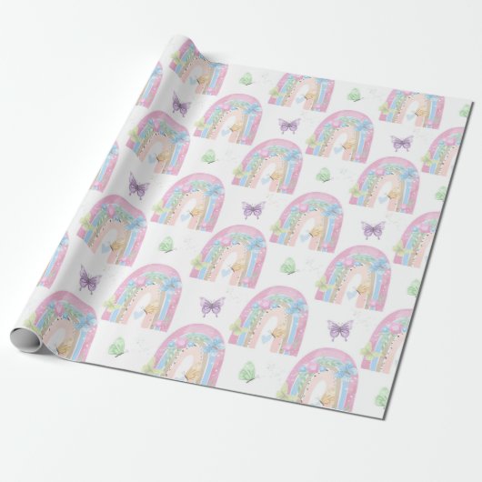 Schmetterlinge und Regenbogen Geschenkpapier (Ungerollt)