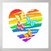 Schmetterlinge und Regenbogenherz Poster (Vorne)
