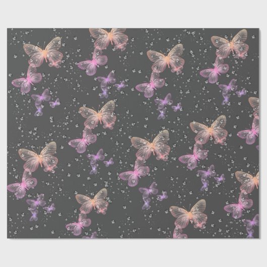 Schmetterlinge und Regentropfen Geschenkpapier (Flach)