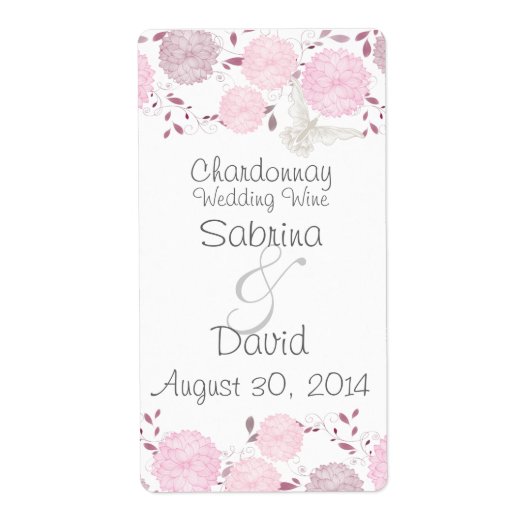 Schmetterlinge und rosa Chrysanthemen Hochzeitwein (Vorne)