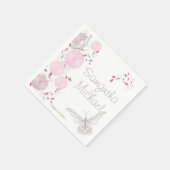 Schmetterlinge und rosa Chrysanthemen Serviette (Ecke)