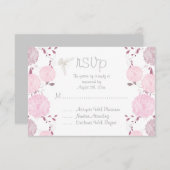 Schmetterlinge und rosa Chrysanthemen UAWG RSVP Karte (Vorne/Hinten)