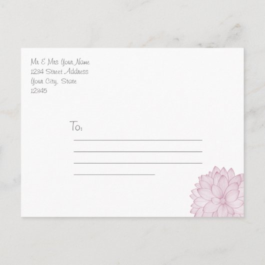 Schmetterlinge und rosa Chrysanthemum Save the Dat Ankündigungspostkarte (Rückseite)