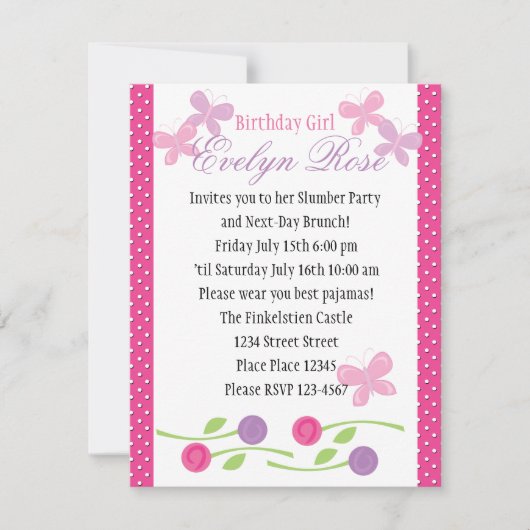 Schmetterlinge und Rose Einladung (Vorderseite)