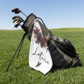 Schmetterlinge und Rose Golfhandtuch (Gras)