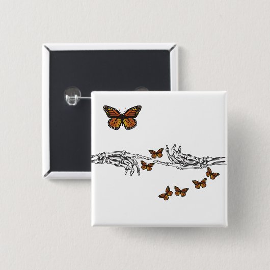 Schmetterlinge und Skelette Button (Vorne & Hinten)
