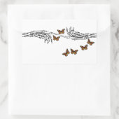 Schmetterlinge und Skelette Rechteckiger Aufkleber (Tasche)