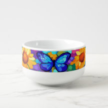 Schmetterlinge und Sonnenblumen Soup Bowl