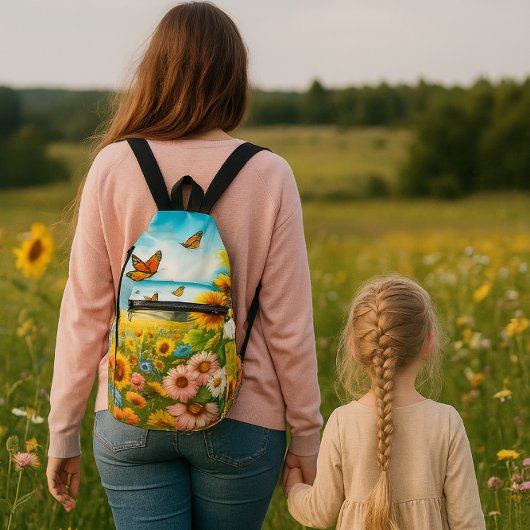 Schmetterlinge und Sonnenblumenbeutel Crossbody Bag