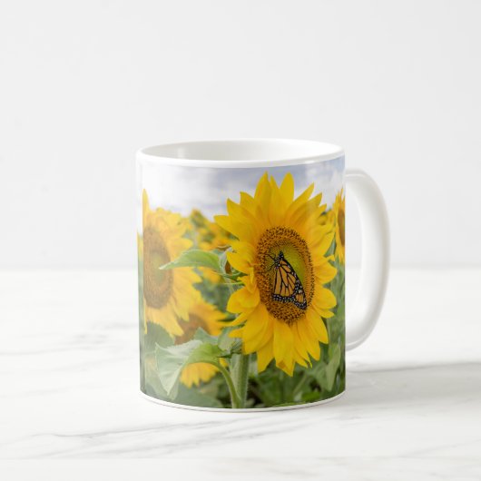 Schmetterlinge und Sonnenblumencocktail-Cup Kaffeetasse (VorderseiteRechts)