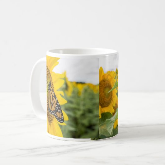 Schmetterlinge und Sonnenblumencocktail-Cup Kaffeetasse (Vorderseite Links)