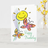 Schmetterlinge und Sonnenschein BIrthday Card Karte (Gelbe Blume)