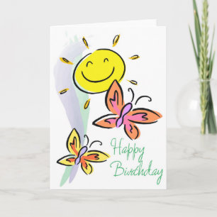 Schmetterlinge und Sonnenschein BIrthday Card Karte