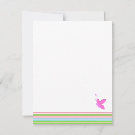 Schmetterlinge und Streifen Kinderdusche Einladung (Rückseite)