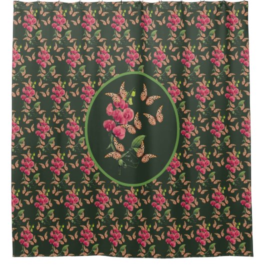 Schmetterlinge und süße Erbsen-Blume Duschvorhang (Vorderseite)