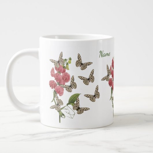 Schmetterlinge und süße Erbsen-Blume Jumbo-Tasse (Links)