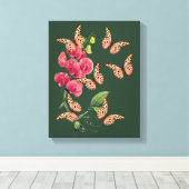 Schmetterlinge und süße Erbsen-Blume Leinwanddruck (Insitu (Holzboden))