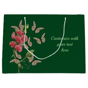 Schmetterlinge und süße Erbsen-Blume Personalisier Große Geschenktüte