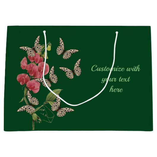 Schmetterlinge und süße Erbsen-Blume Personalisier Große Geschenktüte (Vorderseite)