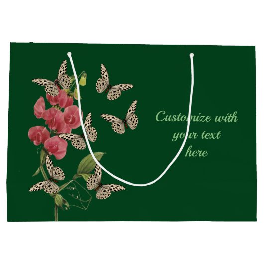 Schmetterlinge und süße Erbsen-Blume Personalisier Große Geschenktüte (Rückseite)