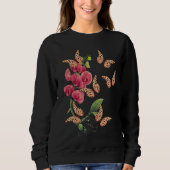 Schmetterlinge und süße Erbsen-Blume schwarz Sweatshirt (Vorderseite)